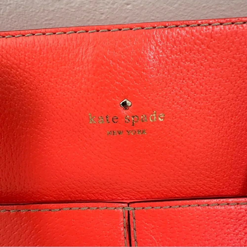 Kate Spade Grand Street Gabriel Tote Orange Pebbled Leather Shoulder Bag